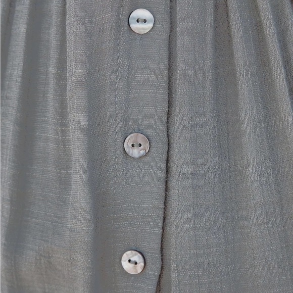 #9 SHEER Gorgeous Green Bohemian Button Vacation Flowy Ruffle Resort Maxi Dress - Picture 5 of 5